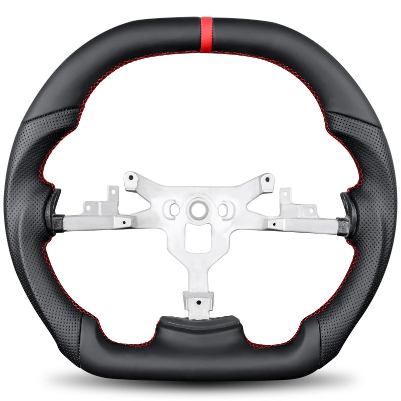 TESFEEL Steering Wheel for Chevy Corvette C6 20062011 Double D FlatTopBottom Full Nappa Perforated Leather Racing Steering Wheel for Corvette C6 Z06 ZR1